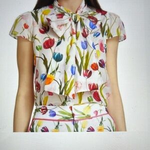 Alice and Olivia Jeannie Tulip Print Blouse